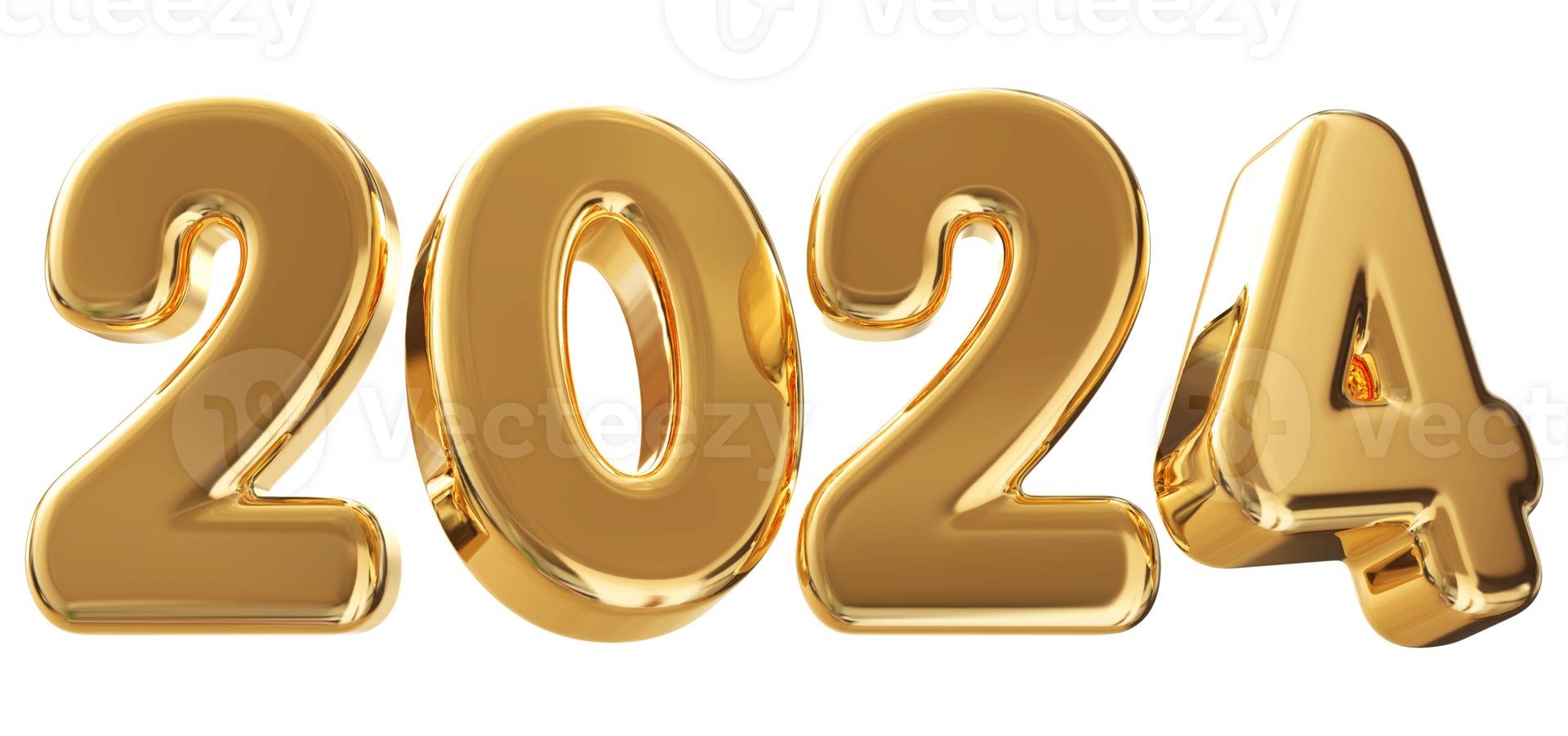 2024 Happy New Year - 3D Number png