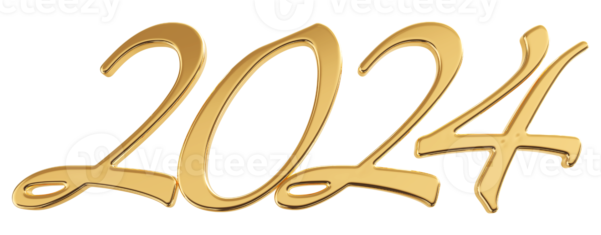 2024 content Nouveau année - 3d nombre png