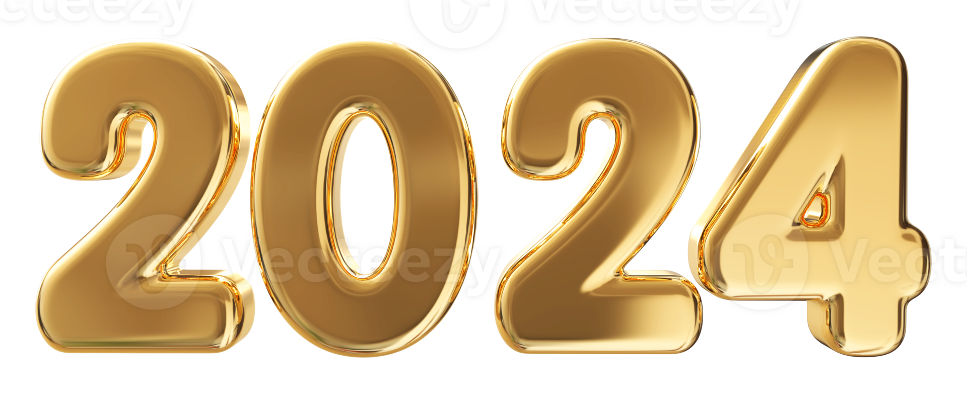 2024 content Nouveau année - 3d nombre png