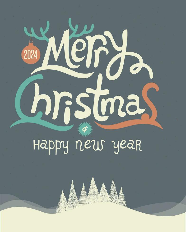 Merry Christmas and New Year letter template. Greeting card invitation
