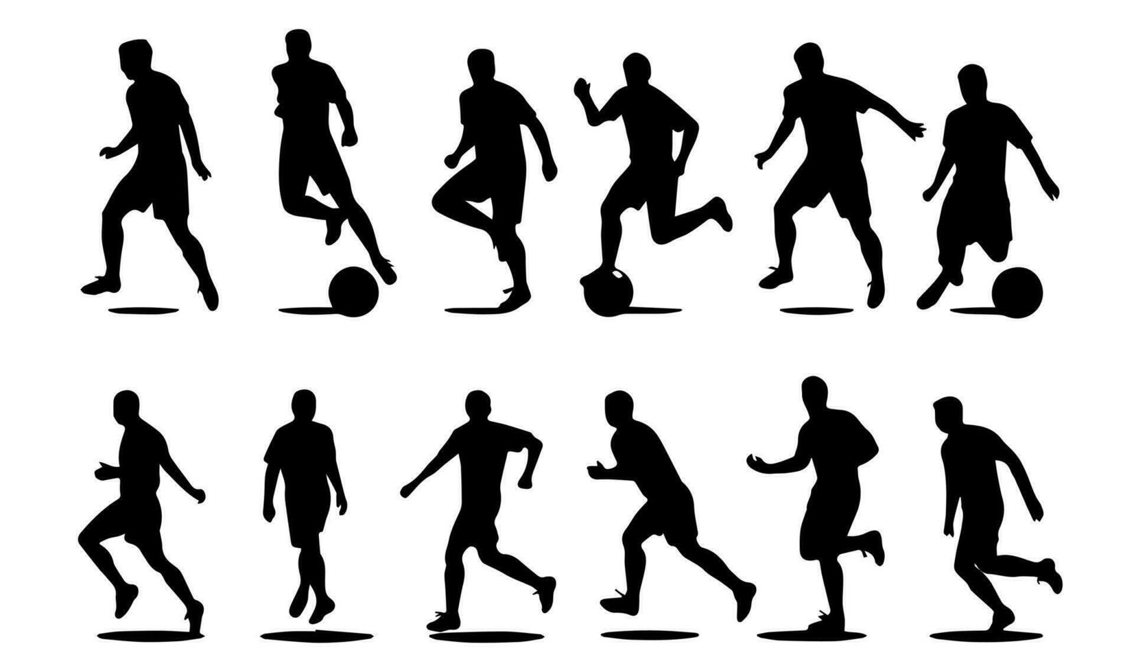 Silhouettes of soccer players on white background. Vector illustration.