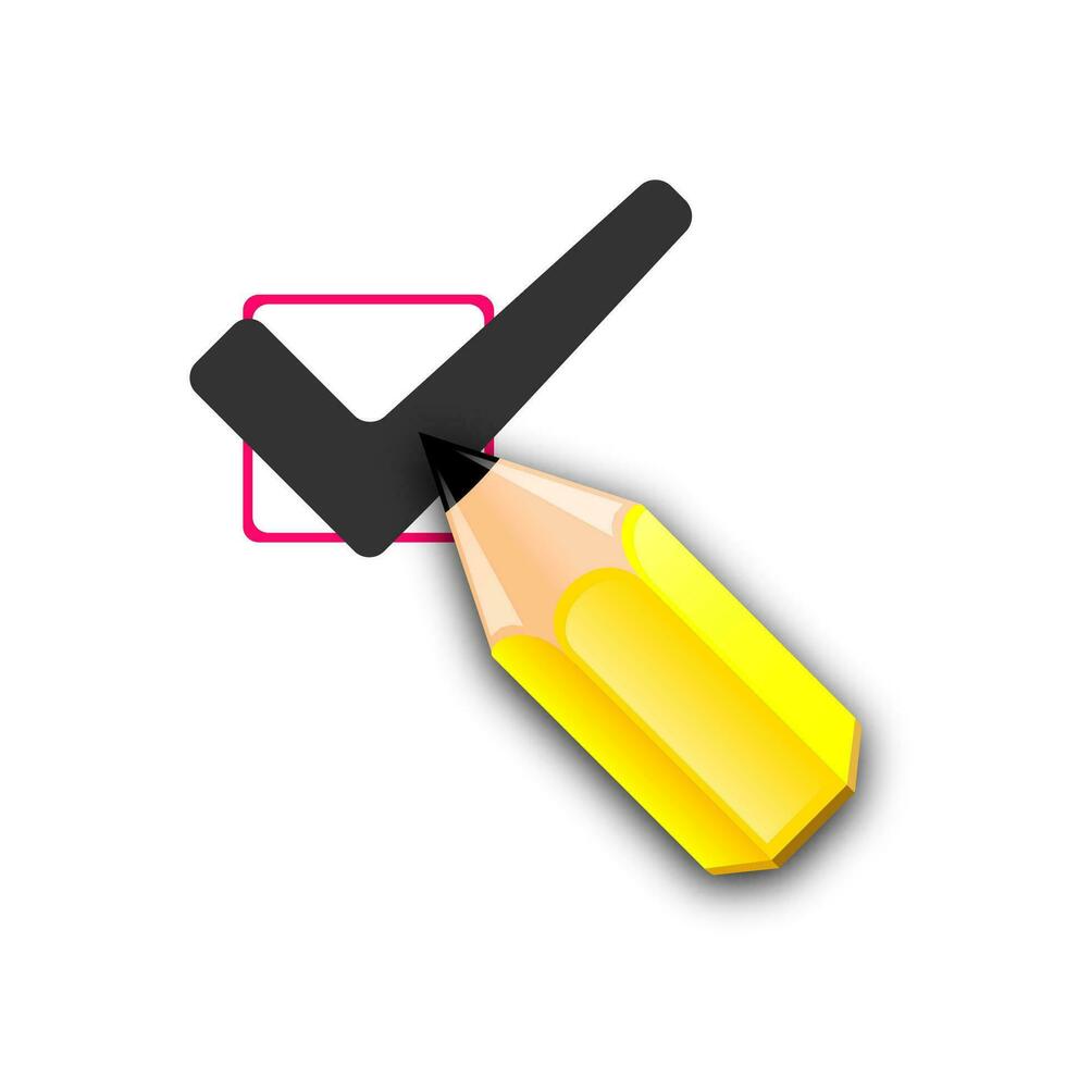 pencil and tick mark icon vector illustration