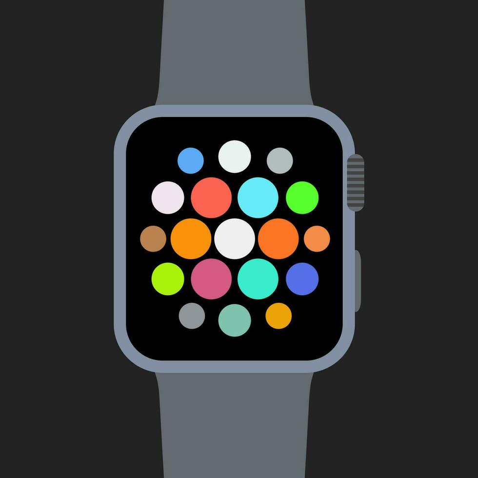 Smart watch isolated on black background. Vector illustration