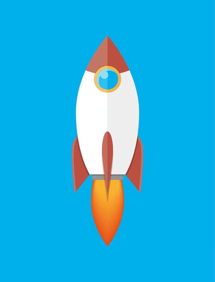 Space rocket isolated on blue. vector illustration in flat style