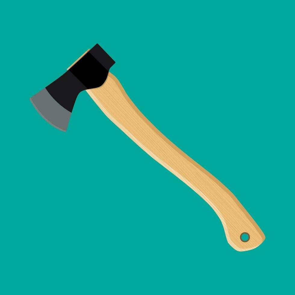 Axe, ax, hatchet with wooden handle. vector illustration in flat style