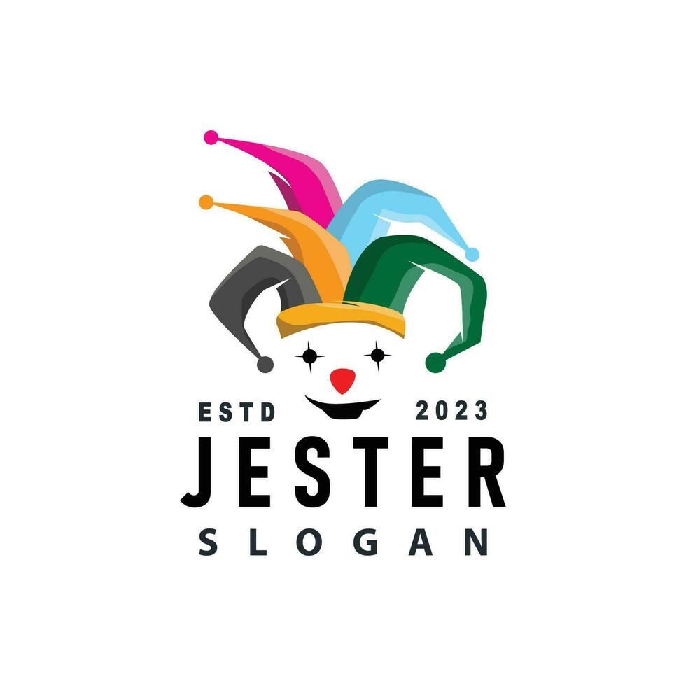 Simple illustration template jester hat logo minimalist joker clown design vector