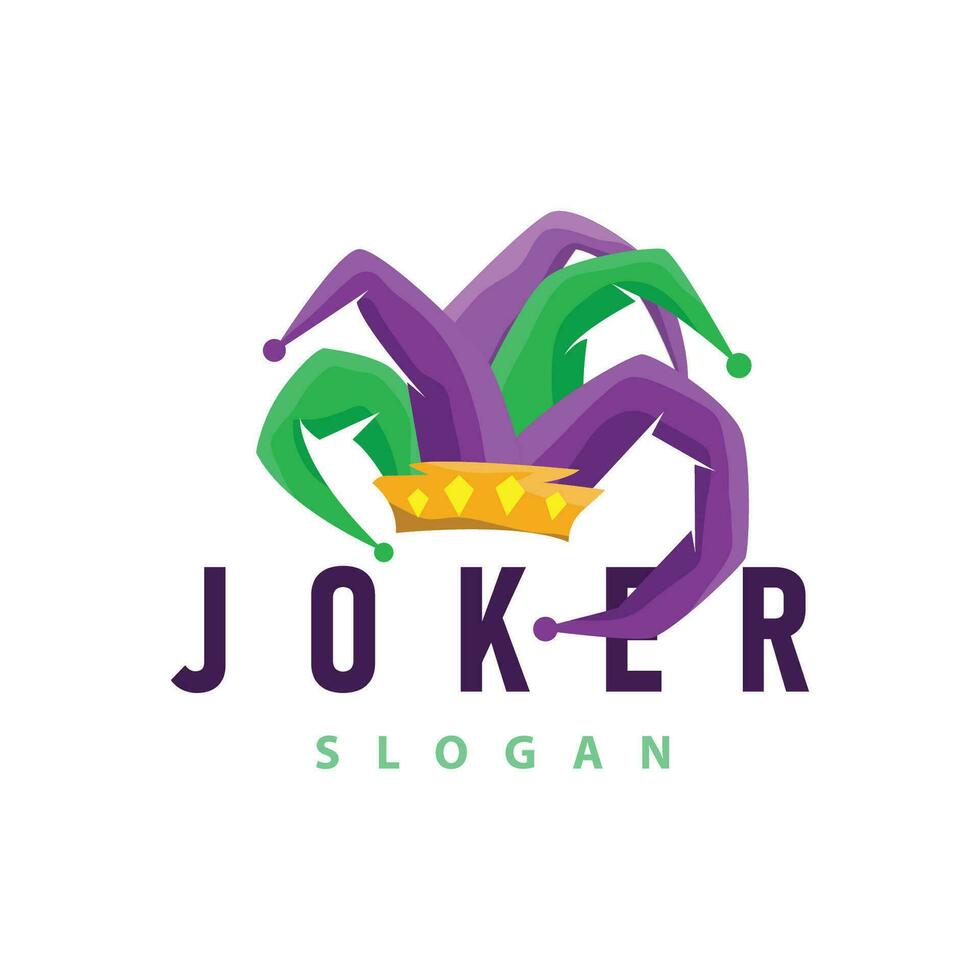 Simple illustration template jester hat logo minimalist joker clown design vector