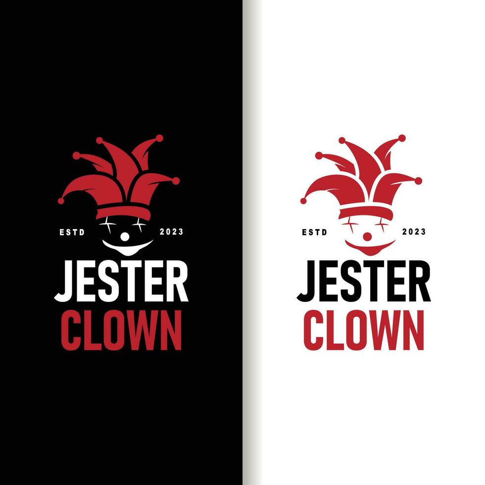 Simple illustration template jester hat logo minimalist joker clown design vector