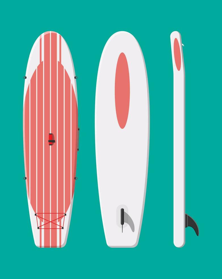 Modern surfboard. Surfing board isolated on white. Vector illustration in flat style
