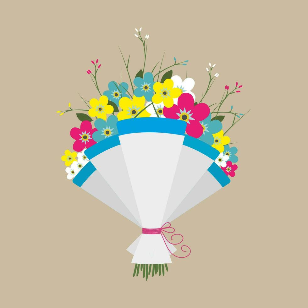 Cute bouquet of flowers. Wedding bouquet flowers, birthday bouquet flowers, vector illustration in flat design
