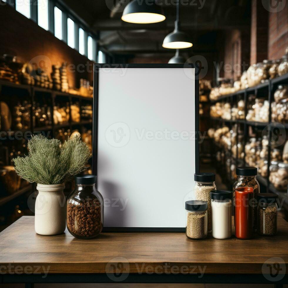 ai generado limpiar blanco blanco tableros para publicidad pancartas en tienda y supermercado áreas, márketing y descuento blanco tablero monitor diseños, bueno para anuncios, pancartas, vallas publicitarias foto