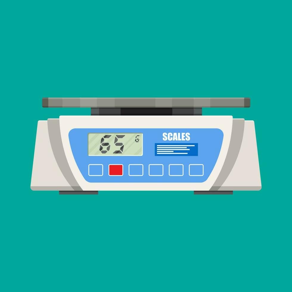 Digital kitchen scales. Vector illustration in flat style