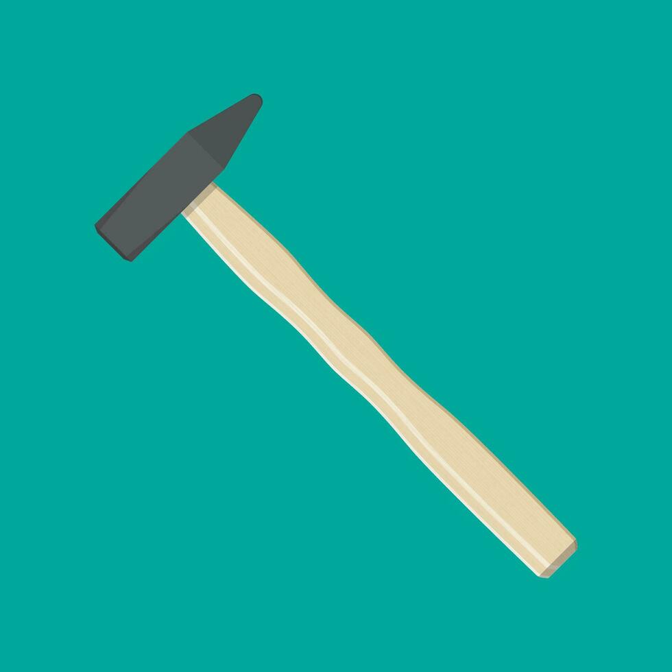 Carpenter hammer. Hammer tool with wooden handle. vector illustration in flat style