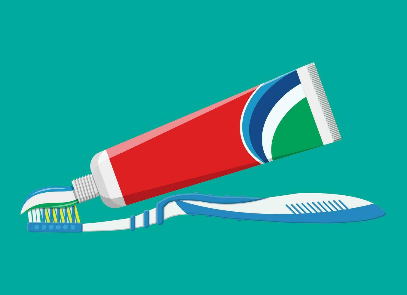 cepillo de dientes, pasta dental. cepillado dientes. dental equipo. higiene y cuidado bucal. vector ilustración en plano estilo