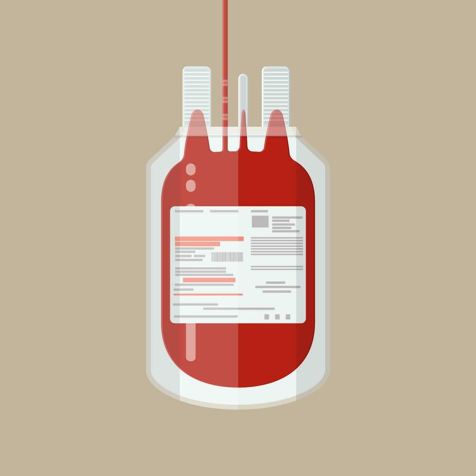 el plastico sangre bolsa. donar sangre concepto. vector ilustración en plano estilo