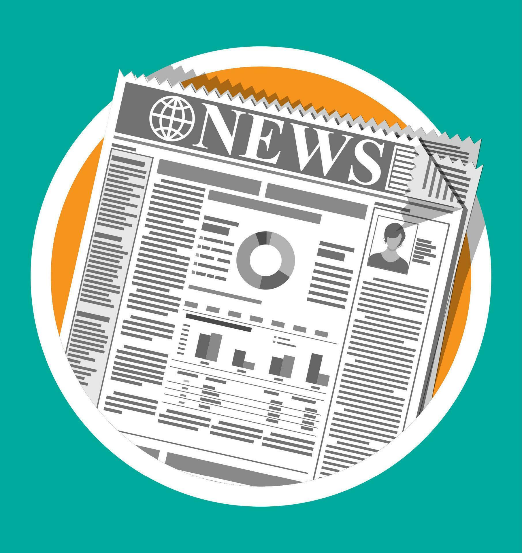 Daily newspaper in black and white. News journal design. Pages with