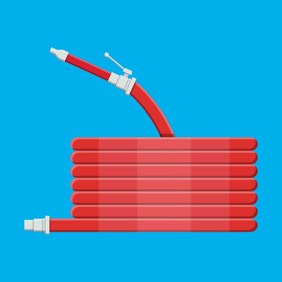 Water hose to extinguish the fire. Fire equipment. Vector illustration in flat style