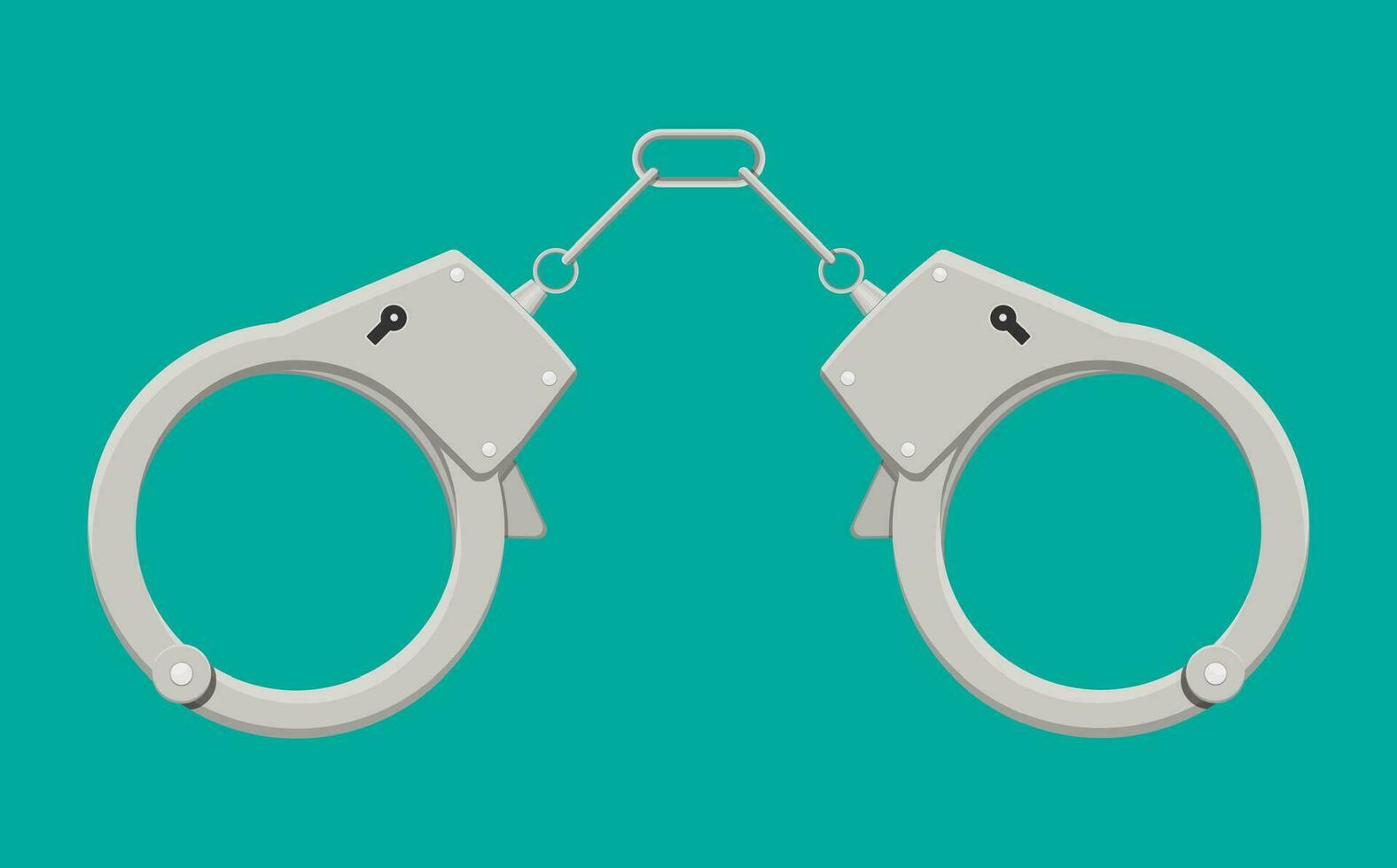 Modern metal handcuffs. Vector illustration in flat style