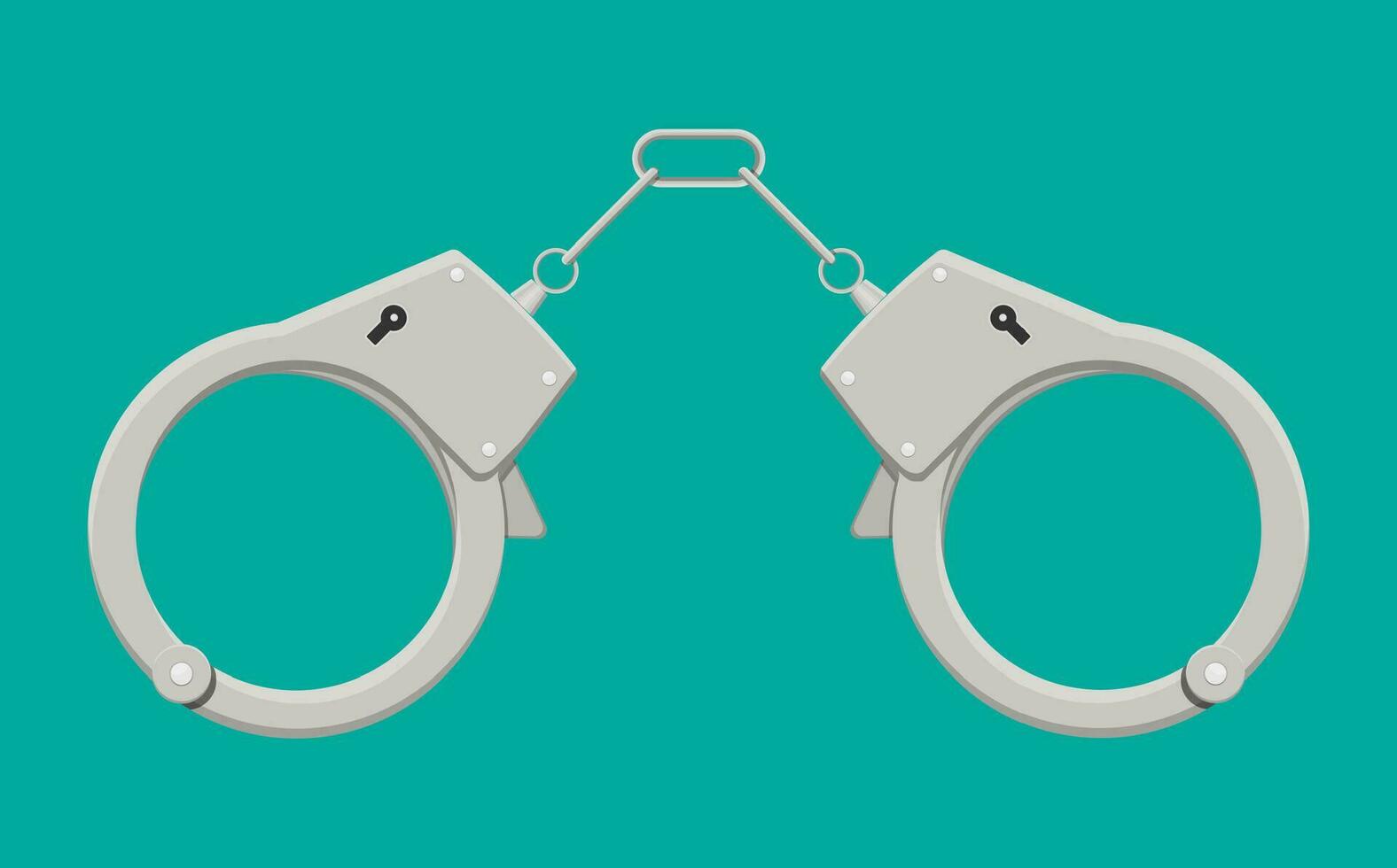 Modern metal handcuffs. Vector illustration in flat style