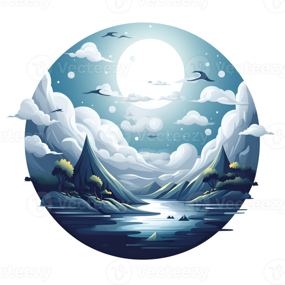 AI generated The Moon Artistic Style Cartoon Style Illustration No Background Perfect for Print on Demand Merchandise png