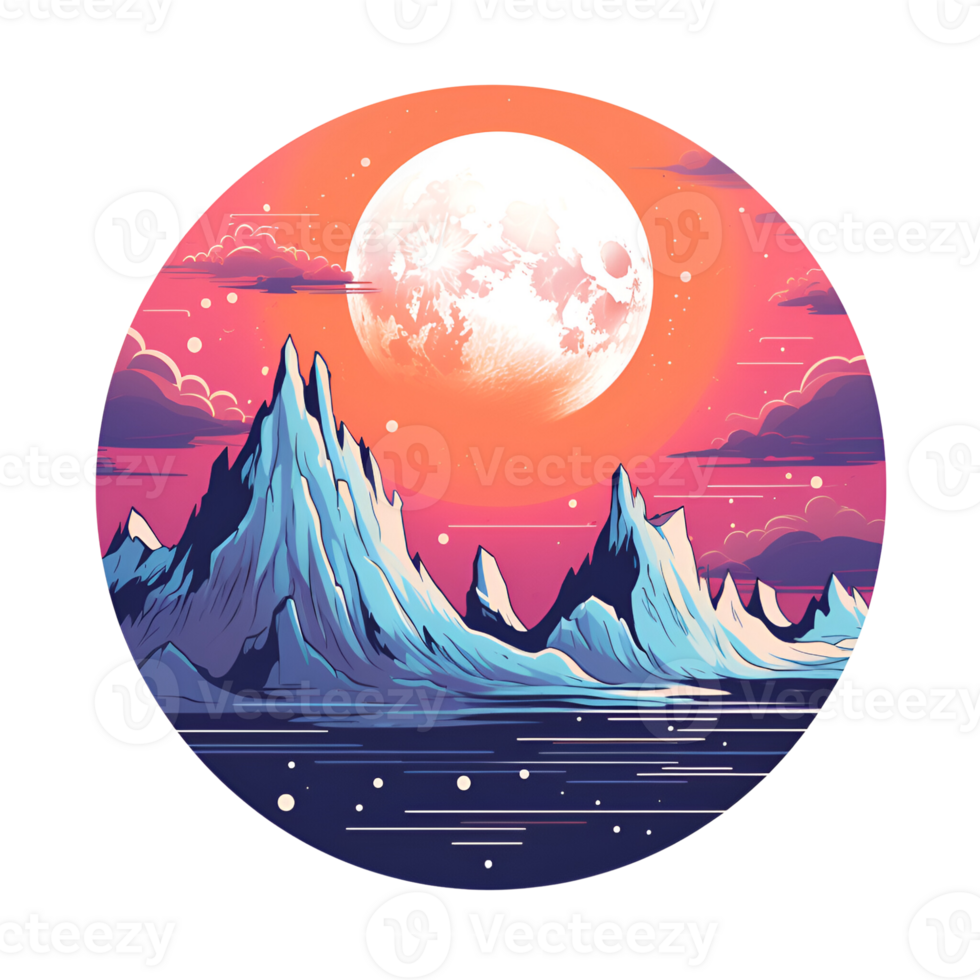 AI generated The Moon Artistic Style Cartoon Style Illustration No Background Perfect for Print on Demand Merchandise png