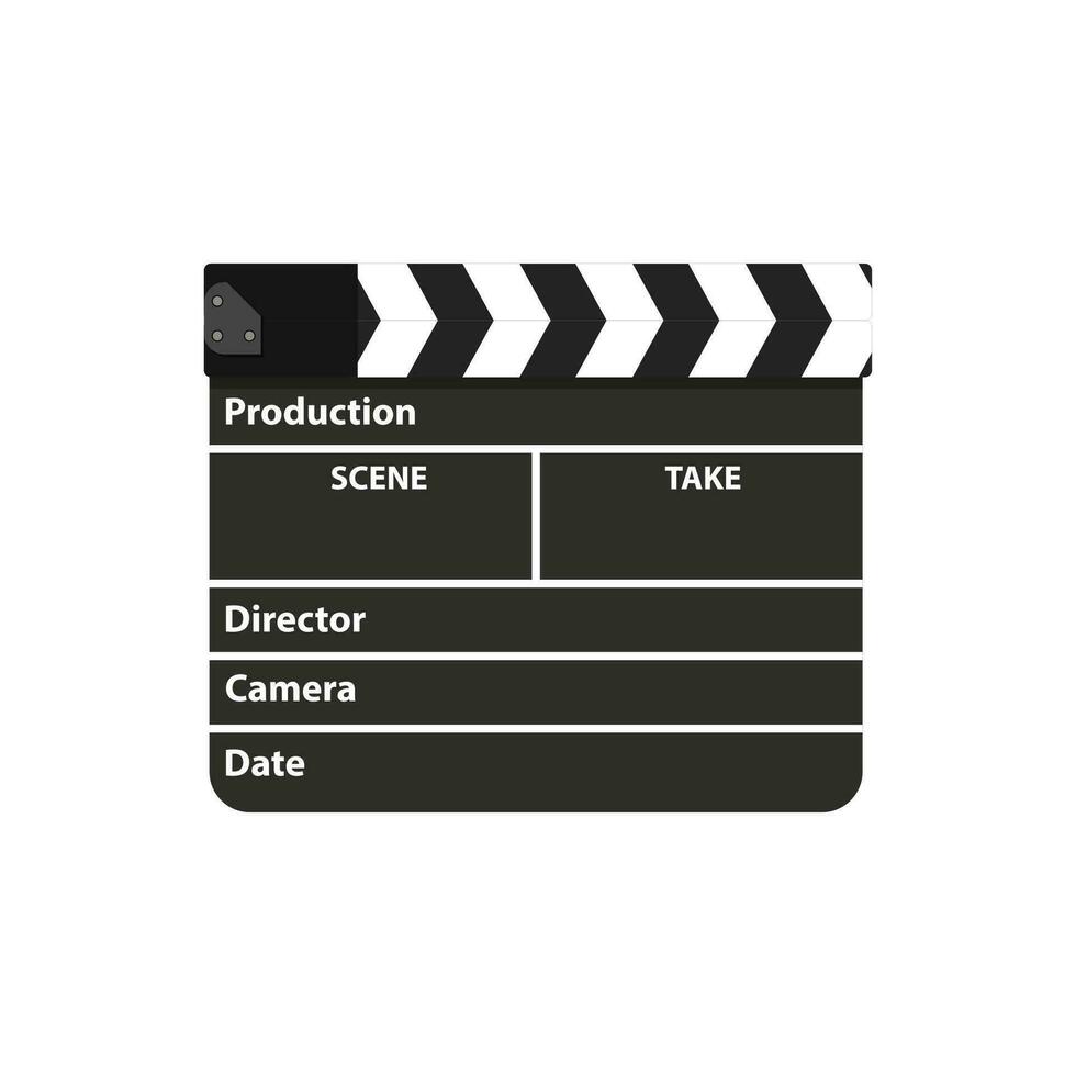 Black clapperboard. Movie clapper board. vector illustration in flat style on white background
