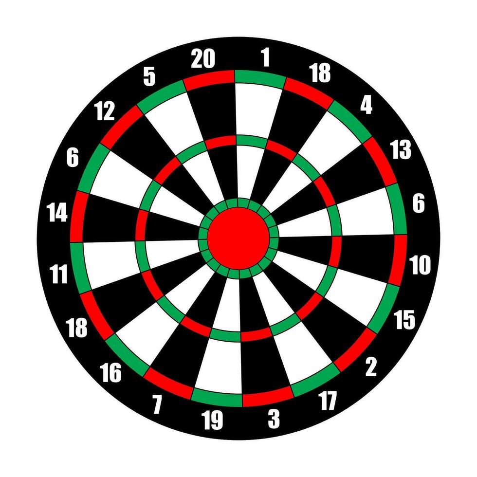 Dart board. Dart target isolated on white. Vector illustration