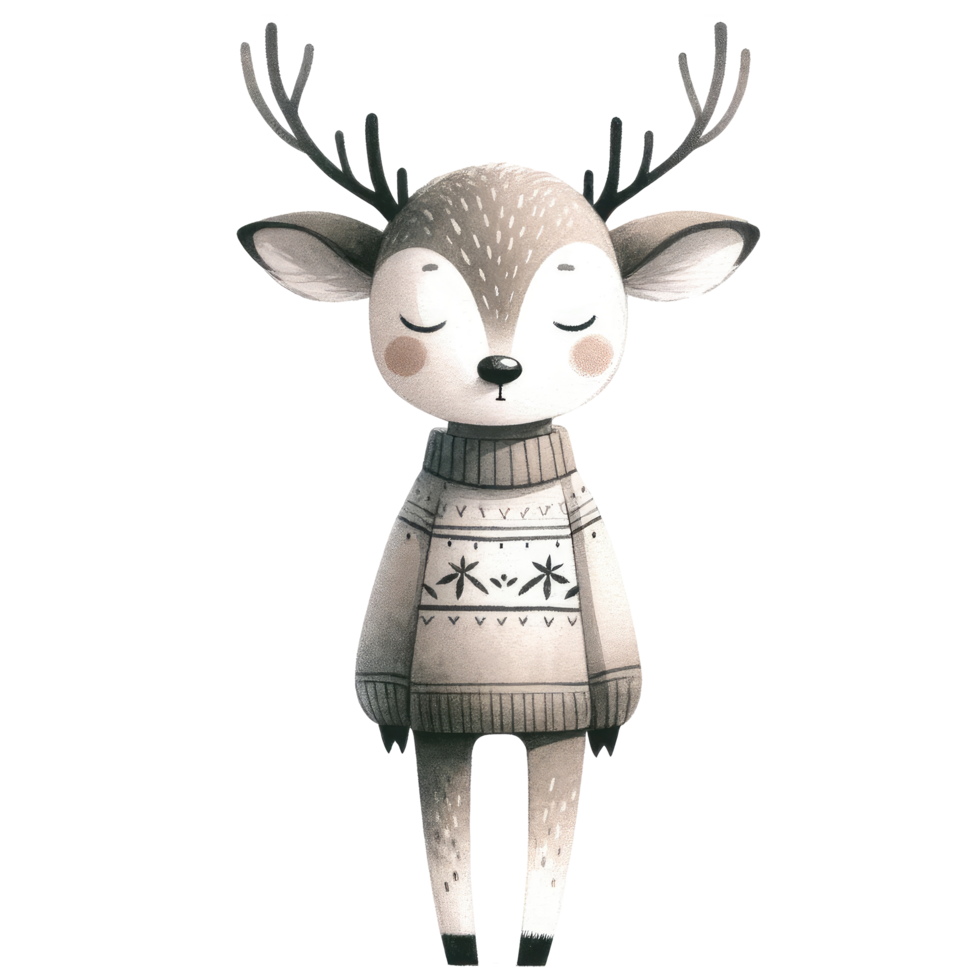 AI generated Reindeer dressed in a cozy, long-sleeved sweater decorated with stars png