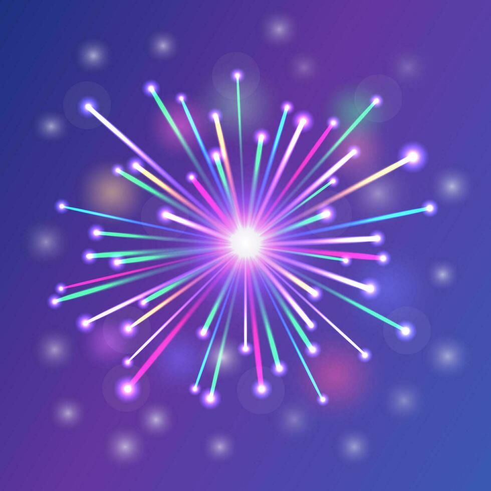 brightly colorful fireworks blue white red green orange vector