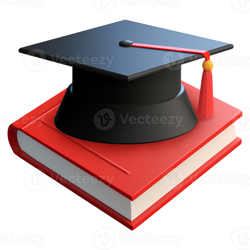 AI generated Graduation cap and book, 3d design. Suitable for design elements png