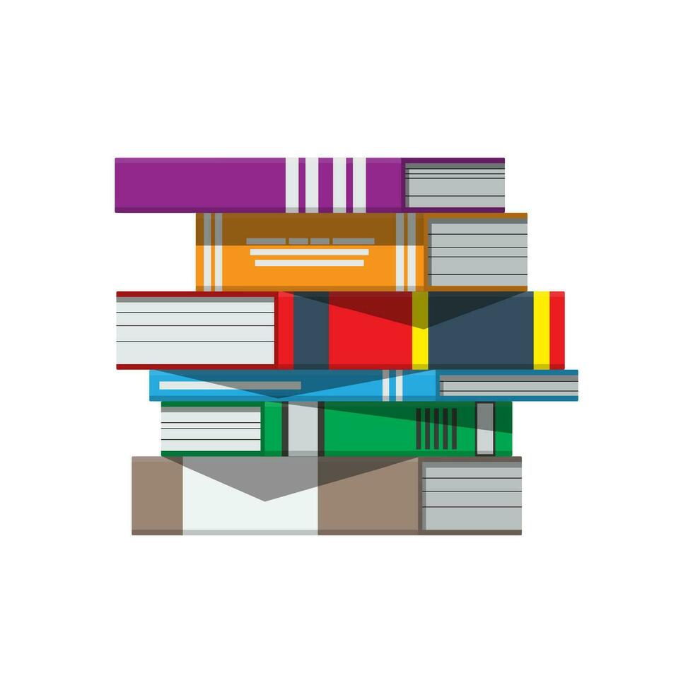 Pile of books. Reading education, e-book, literature, encyclopedia. Vector illustration in flat style