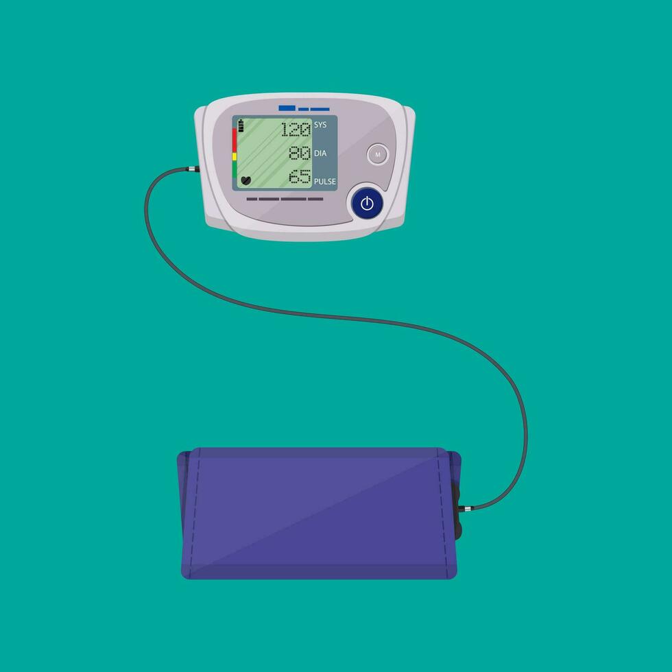 modern digital blood pressure measuring monometer. vector illustration in flat style