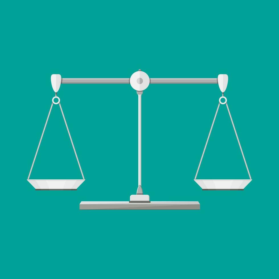 empty metallic scales isolated on green background. vector illustration in flat design