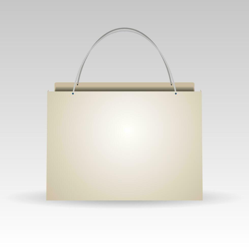 Empty plastic or paper shopping bag on white. vector illustration