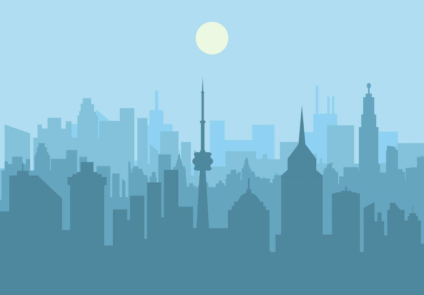 City skyline silhouette at day. skyscappers, towers, office and residental buildings. vector illustration