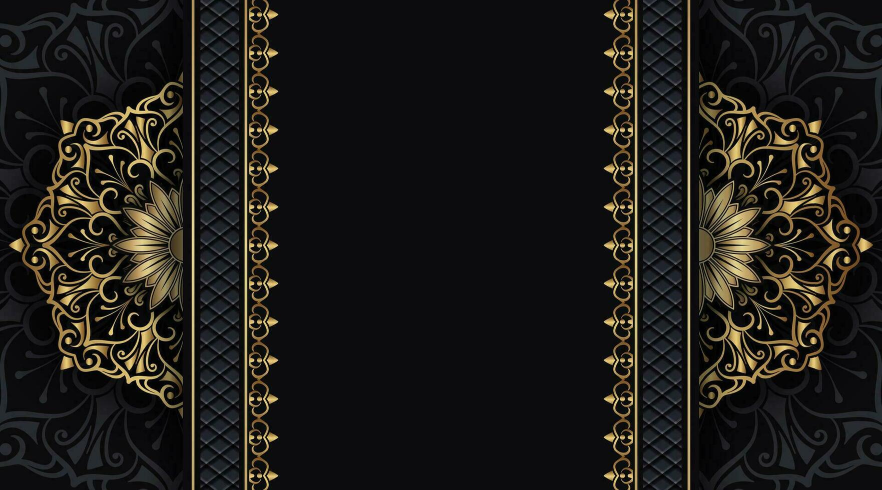 Luxury black background with golden mandala ornament vector