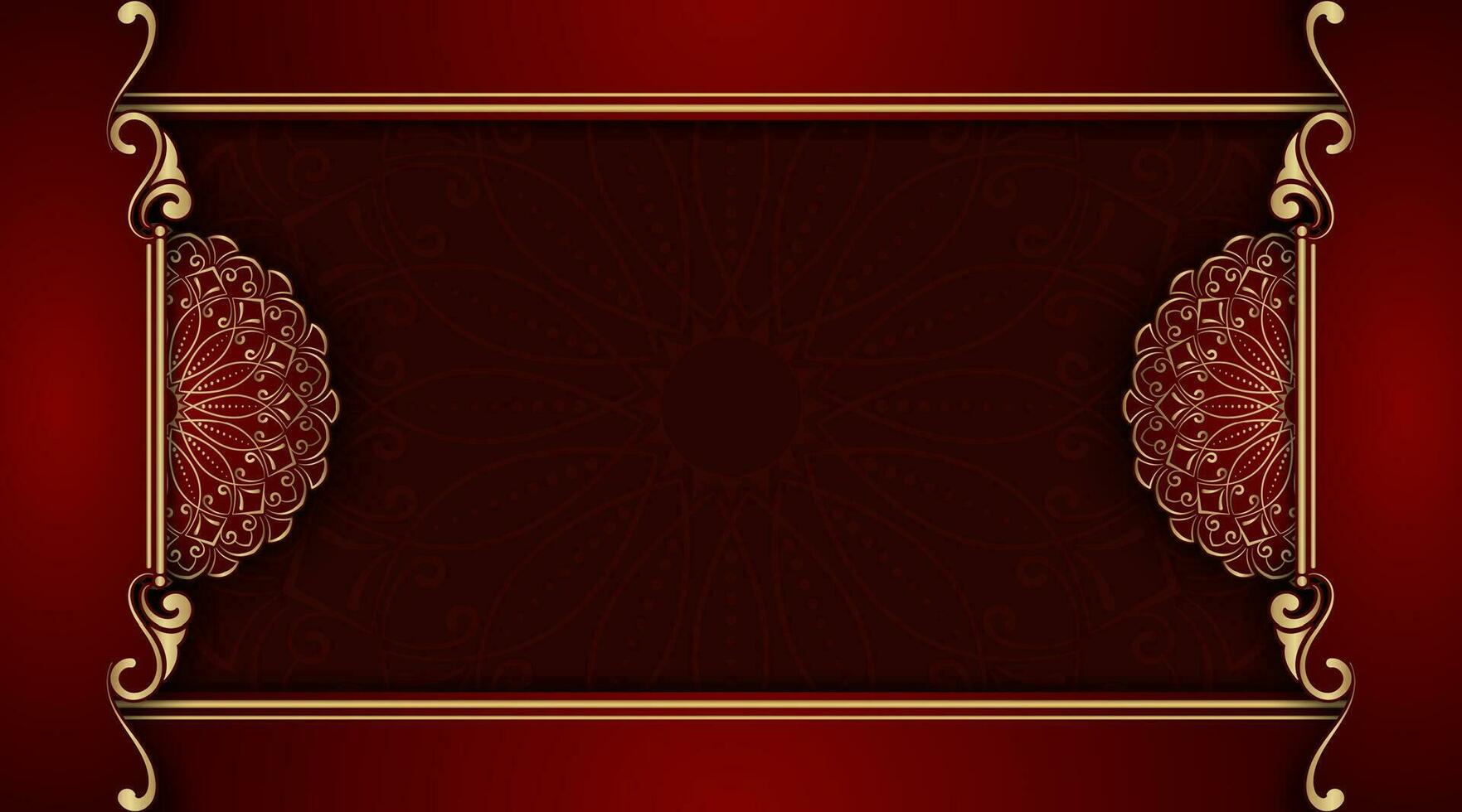 Red luxury background with mandala ornament vector