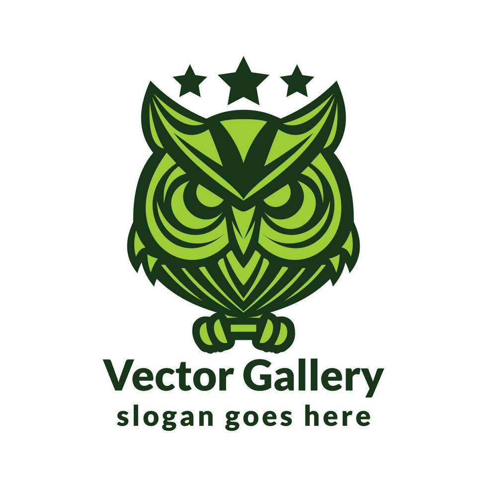 búho mascota logo diseño y linda búho cabeza vector ilustración