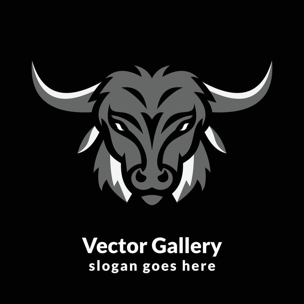 Vector vintage strong bull head logo design