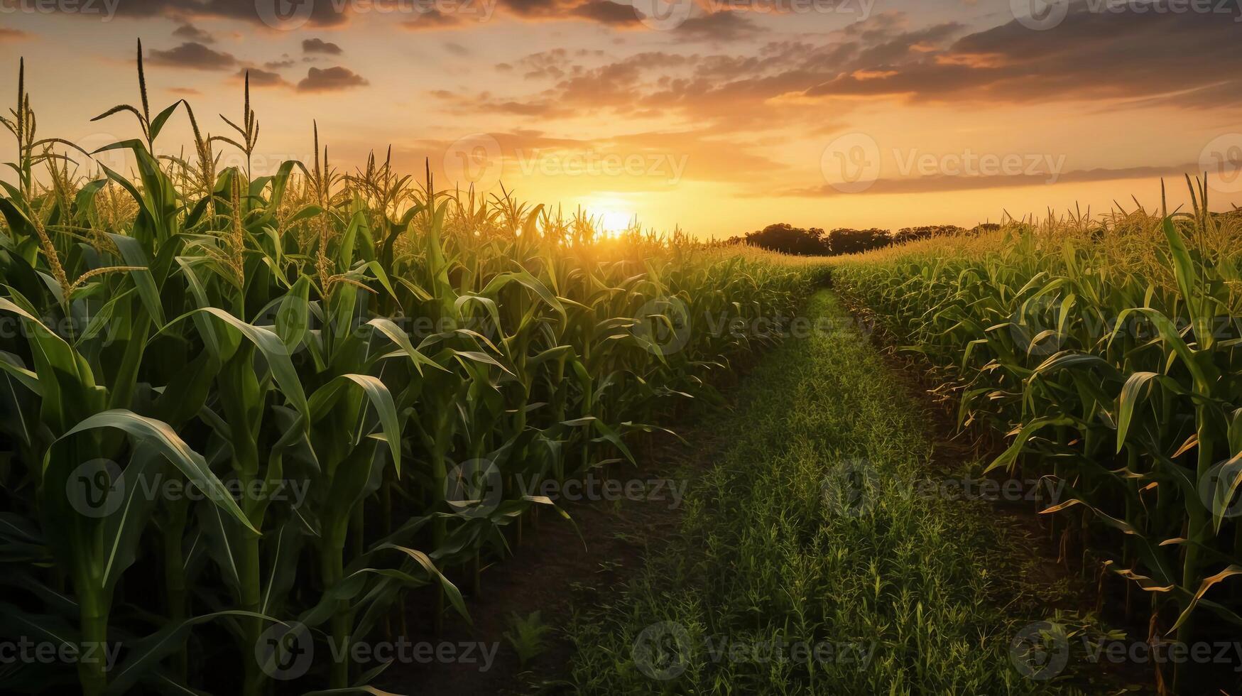 ai generado realidad foto de el Dom creciente terminado un maíz campo, un muy maravilloso ver