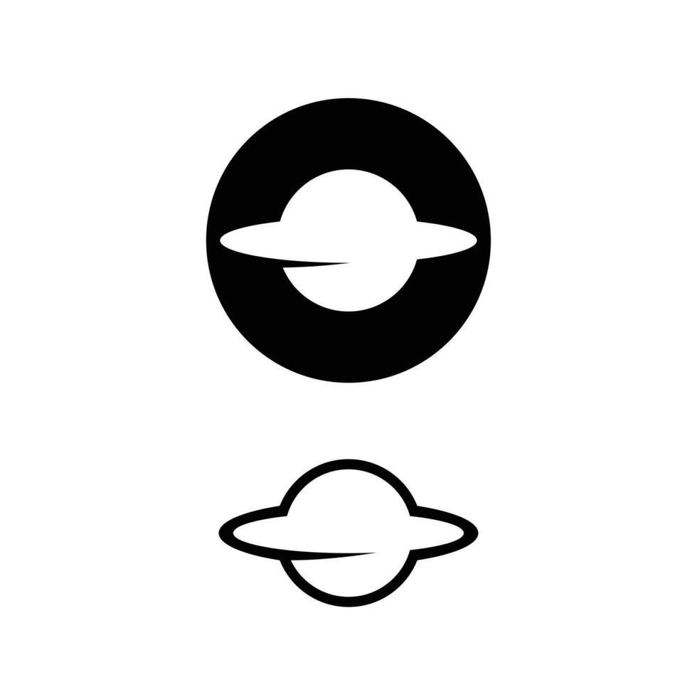 planet icon in circle with negative space vector