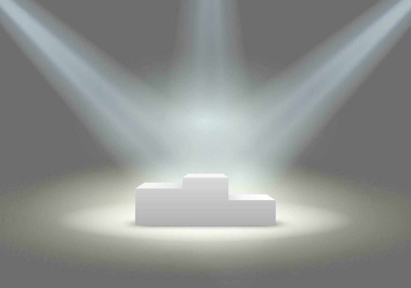 Illuminated business winners podium in grey room vector illustration