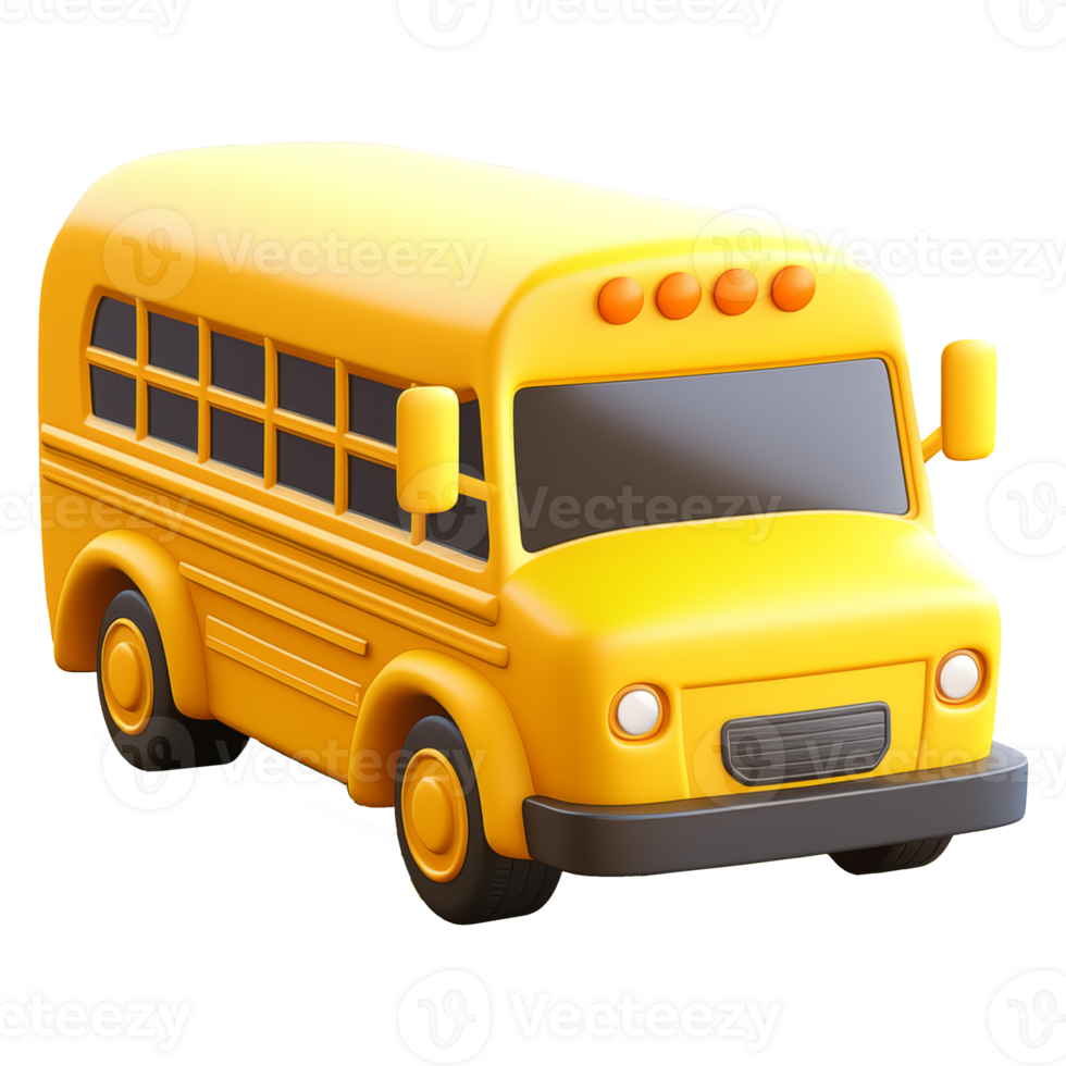 AI generated Yellow school bus, 3d design. Suitable for design elements png