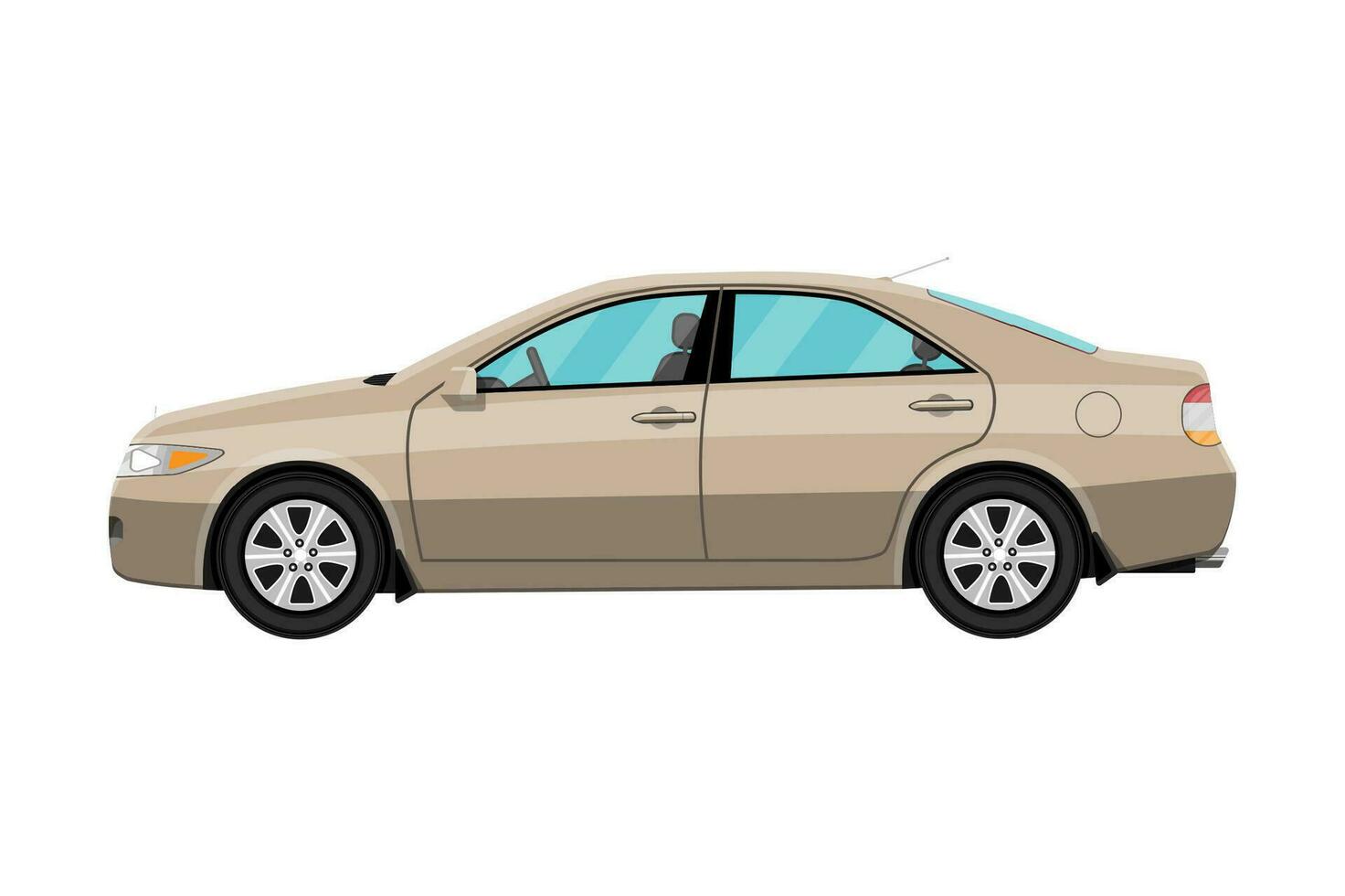 Generic brown sedan car isolated on white. Vector illustration in flat style
