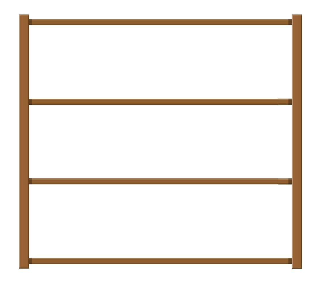 Empty wooden storage shelves. Warehouse furniture. Vector illustration in flat style