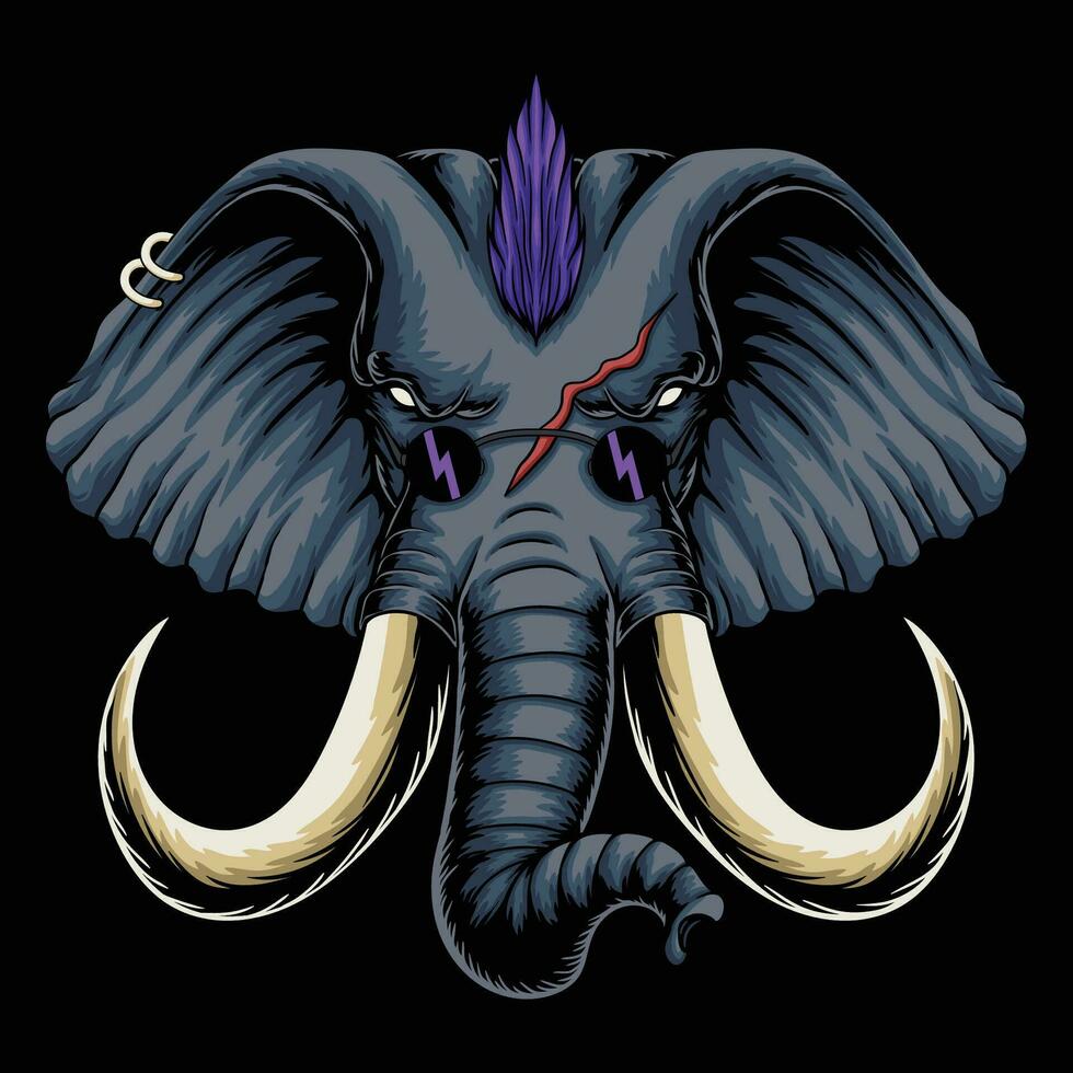 Elephant punk hair style vector illustration