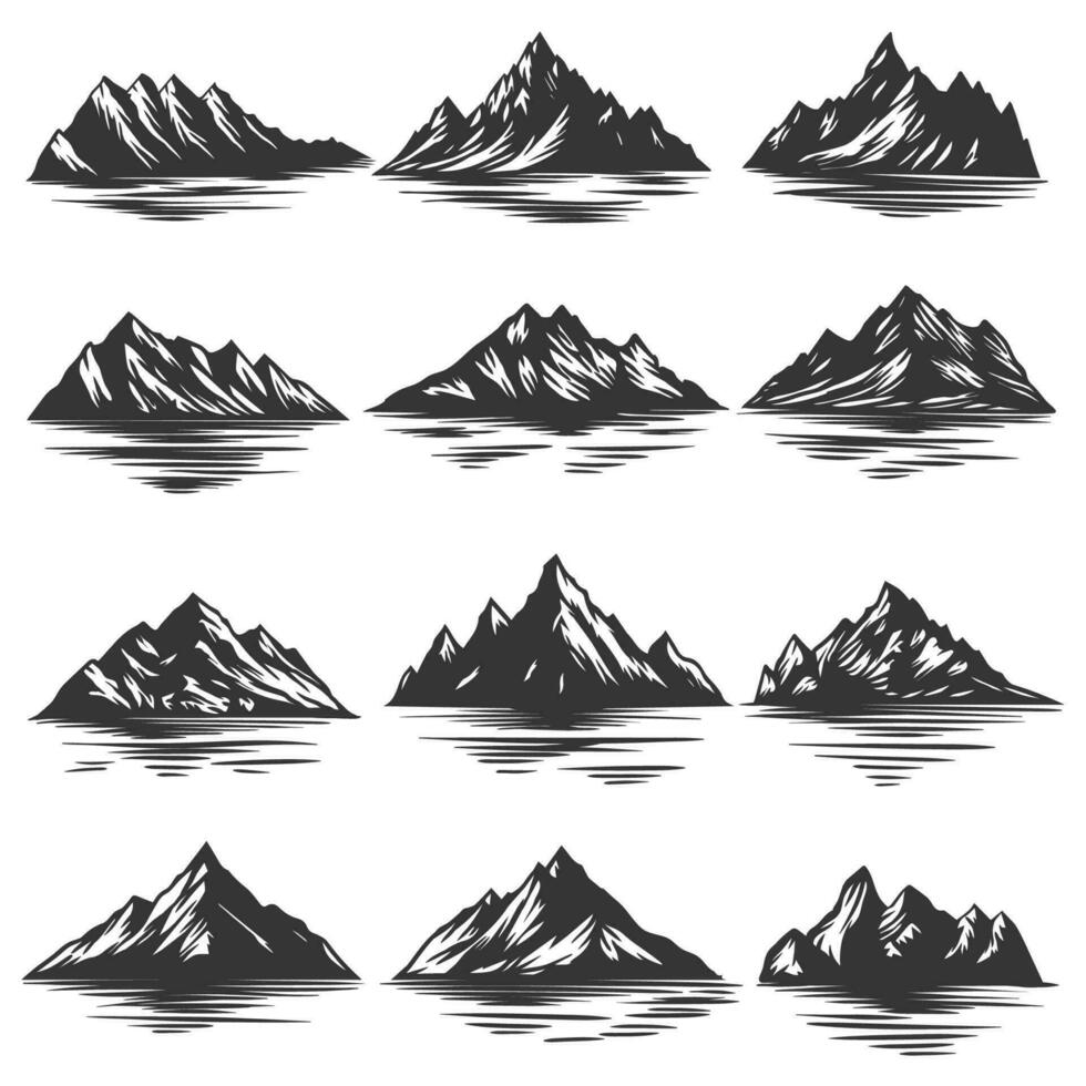 Mountain elements set collection vector illustration