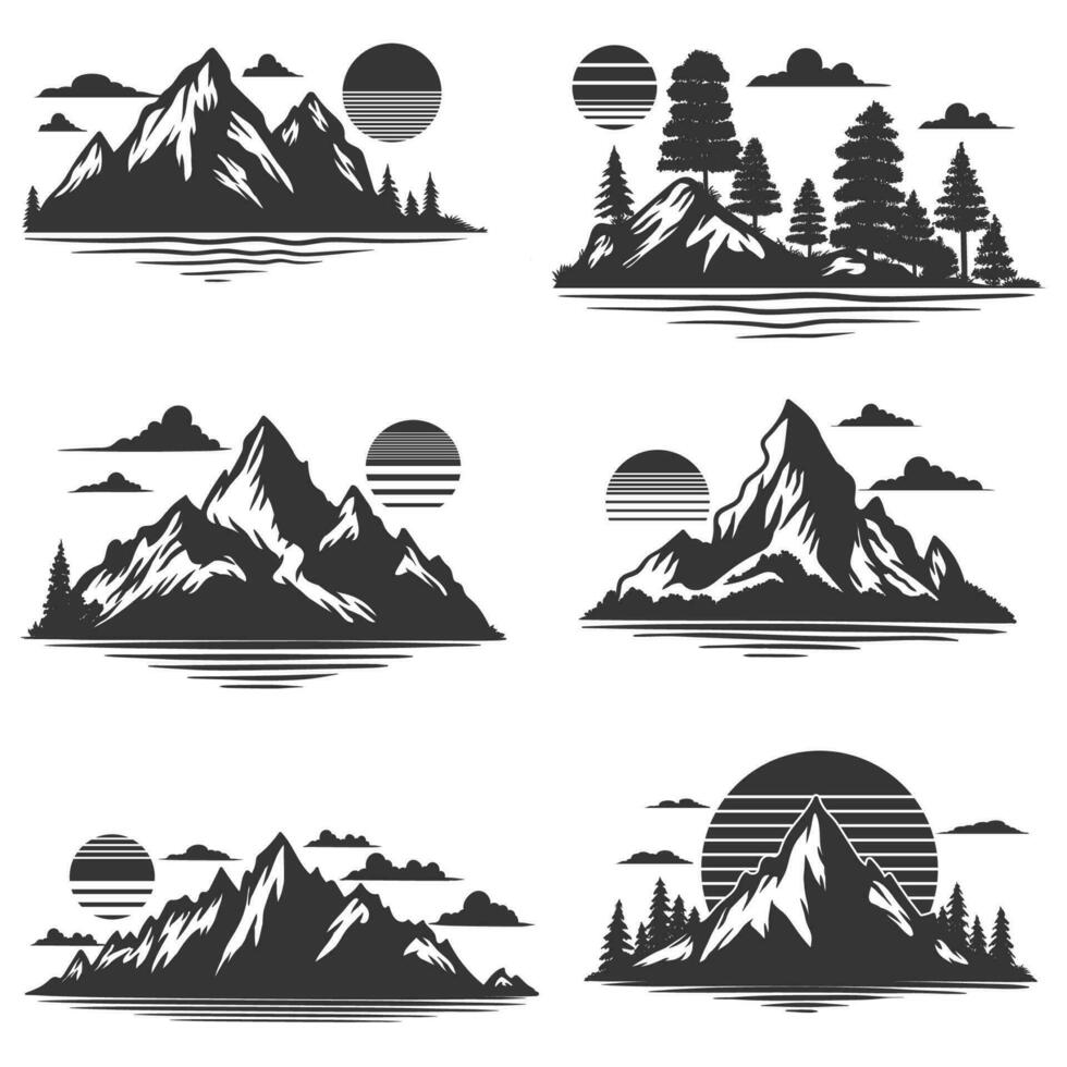 Mountain elements set collection vector illustration