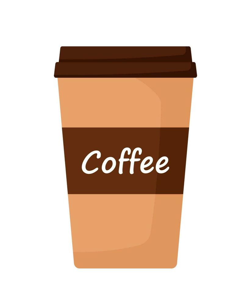 Hot Coffee Cup To Go in Paper Cup Icon for Drink and Beverage Vector Illustration