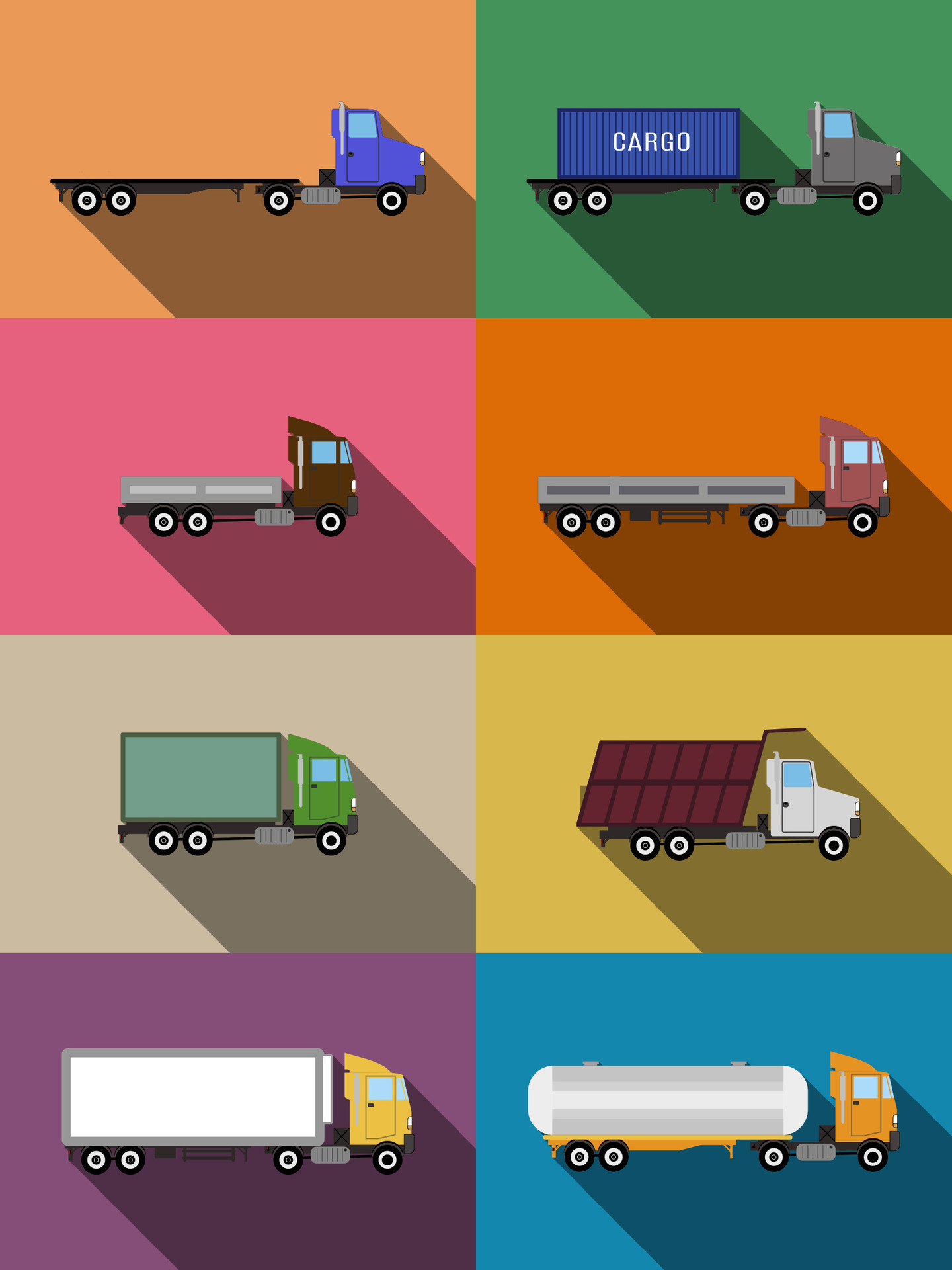 flat commercial vehicles set transportation concept illustration